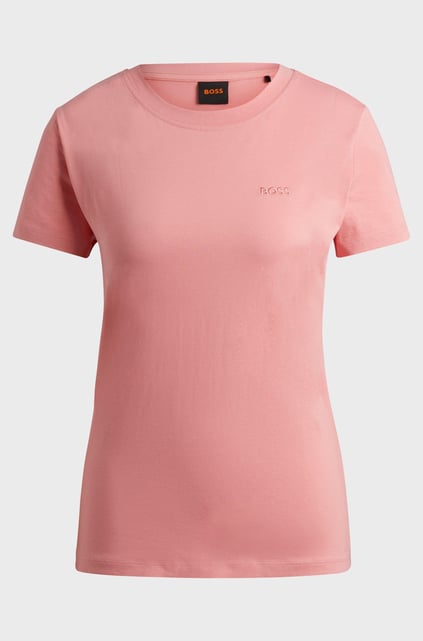 BOSS BOSS Kadın Pamuklu Marka Logolu Yuvarlak Yaka Pembe T-Shirt 50506973-689