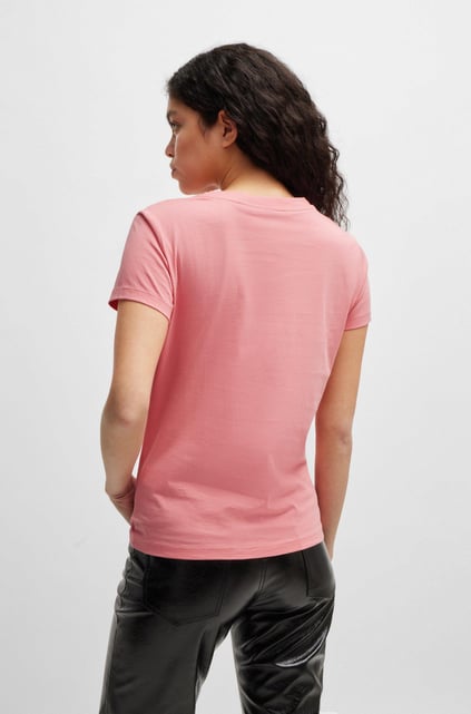 BOSS BOSS Kadın Pamuklu Marka Logolu Yuvarlak Yaka Pembe T-Shirt 50506973-689