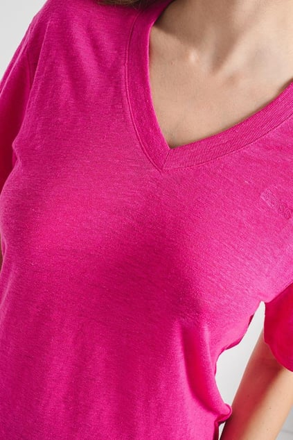 BOSS BOSS Kadın regular fit Kısa Kollu Düz Bisiklet Yaka Fuşya T-Shirt 50511242-526