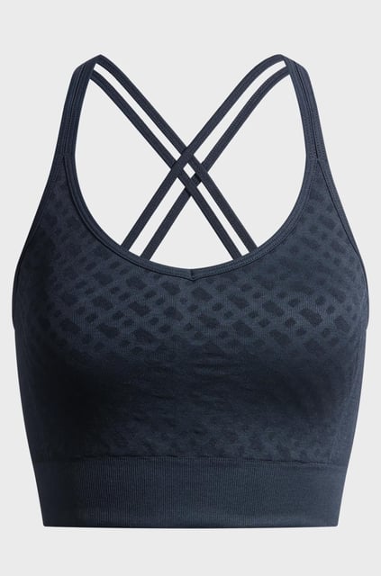 BOSS BOSS Kadın Slim Fit Dokuma Kumaş Desenli Askılı Lacivert Spor Sütyen 50534548-404
