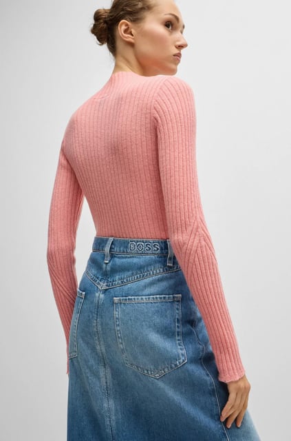 BOSS BOSS Kadın Yüksek Bel Düz Model Denim Rahat Kulanım Lacivert Etek 50518230-424