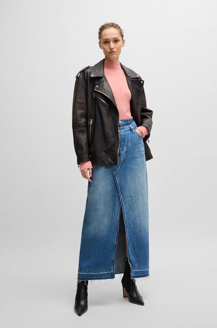 BOSS BOSS Kadın Yüksek Bel Düz Model Denim Rahat Kulanım Lacivert Etek 50518230-424