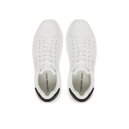 Calvin Klein Calvin Klein Erkek %100 Deri Yuvarlak Sert Burunlu CK Logolu Beyaz Sneaker YM0YM01296-01W