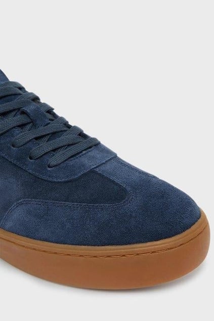 Calvin Klein Calvin Klein Erkek %100 Deri Düşük Bilekli CK Logolu Düz Taban Süet Detaylı Lacivert Sneaker YM0YM01300-DW4