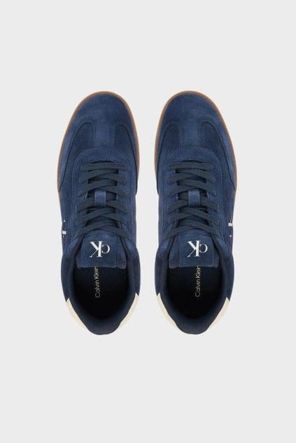 Calvin Klein Calvin Klein Erkek %100 Deri Düşük Bilekli CK Logolu Düz Taban Süet Detaylı Lacivert Sneaker YM0YM01300-DW4