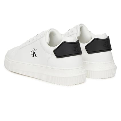 Calvin Klein Calvin Klein Erkek %100 Deri Yuvarlak Sert Burunlu CK Logolu Beyaz Sneaker YM0YM01296-01W