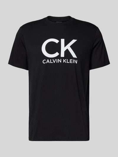 Calvin Klein Calvin Klein Erkek %100 Pamuklu Yuvarlak Yakalı CK Logo Baskılı Kısa Kollu Siyah T-Shirt LV04RD819G-UB1