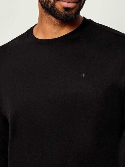 Calvin Klein Calvin Klein Erkek %100 Pamuklu Yuvarlak Yakalı Bol Kesim Uzun Kollu Siyah T-Shirt LV04LD227G-UB1