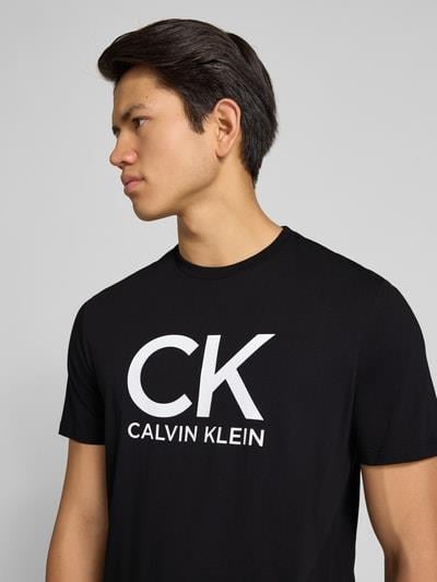 Calvin Klein Calvin Klein Erkek %100 Pamuklu Yuvarlak Yakalı CK Logo Baskılı Kısa Kollu Siyah T-Shirt LV04RD819G-UB1