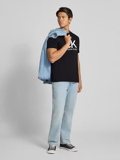 Calvin Klein Calvin Klein Erkek %100 Pamuklu Yuvarlak Yakalı CK Logo Baskılı Kısa Kollu Siyah T-Shirt LV04RD819G-UB1