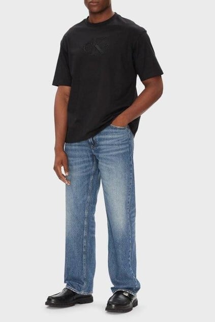 Calvin Klein Calvin Klein Erkek Bisiklet Yaka Kısa Kol Pamuklu CK Yazı Detay Pamuklu Siyah T-Shirt LV04RB295G-UB1