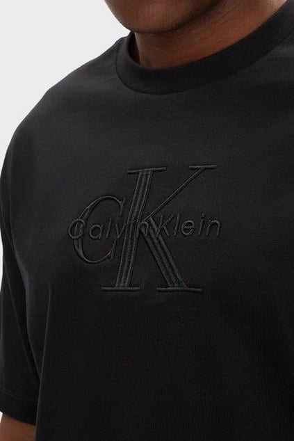 Calvin Klein Calvin Klein Erkek Bisiklet Yaka Kısa Kol Pamuklu CK Yazı Detay Pamuklu Siyah T-Shirt LV04RB295G-UB1
