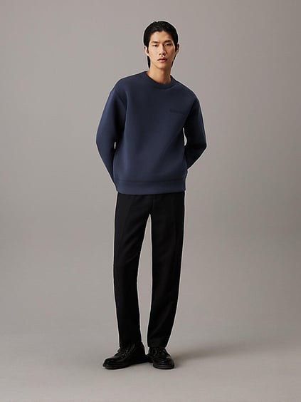 Calvin Klein Calvin Kleın Erkek Bisiklet Yaka Pamuklu Normal Kesim Mavi Sweatshirt K10K113570-PPK