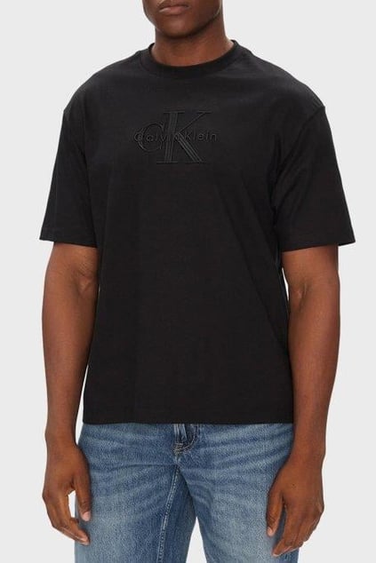 Calvin Klein Calvin Klein Erkek Bisiklet Yaka Kısa Kol Pamuklu CK Yazı Detay Pamuklu Siyah T-Shirt LV04RB295G-UB1