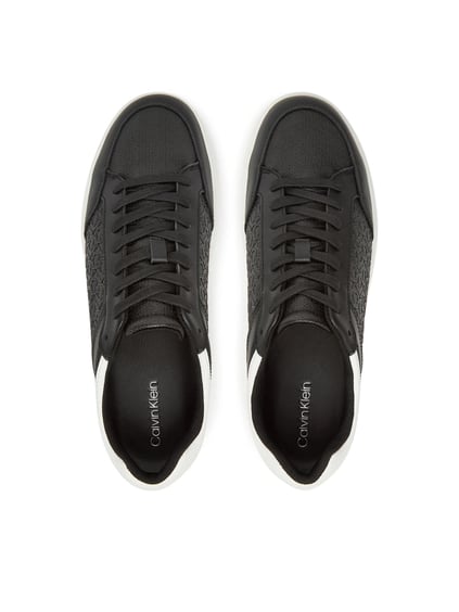 Calvin Klein Calvin Klein Erkek CK Monogram Logolu Düz Rahat Taban Düşük Bilekli Siyah Sneaker HM0HM01899-0GM