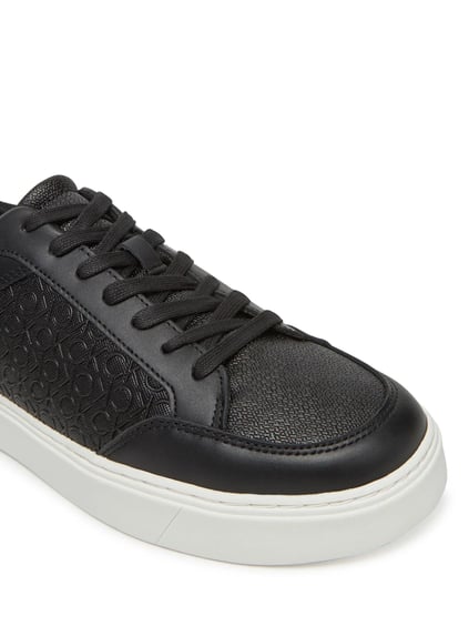 Calvin Klein Calvin Klein Erkek CK Monogram Logolu Düz Rahat Taban Düşük Bilekli Siyah Sneaker HM0HM01899-0GM