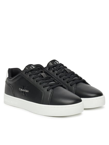 Calvin Klein Calvin Klein Erkek Deri Bağlamalı Düz Taban Yuvarlak Burun Ck Desenli Siyah Sneaker YM0YM01369-0GM
