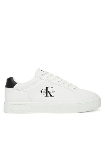 Calvin Klein Calvin Klein Erkek Deri Bağlamalı Düz Taban Yuvarlak Burun Ck Desenli Beyaz Sneaker YM0YM01369-01W