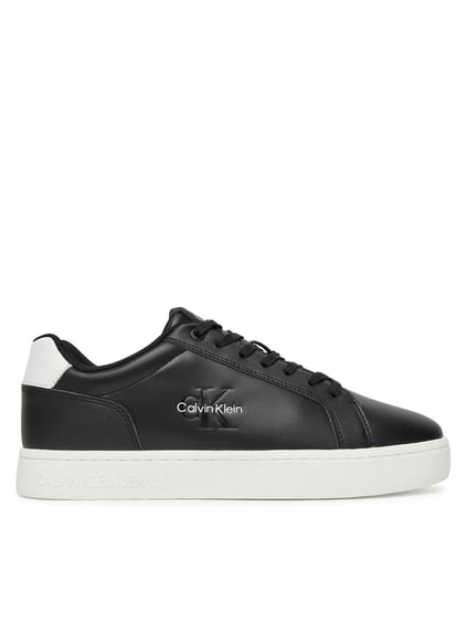 Calvin Klein Calvin Klein Erkek Deri Bağlamalı Düz Taban Yuvarlak Burun Ck Desenli Siyah Sneaker YM0YM01369-0GM