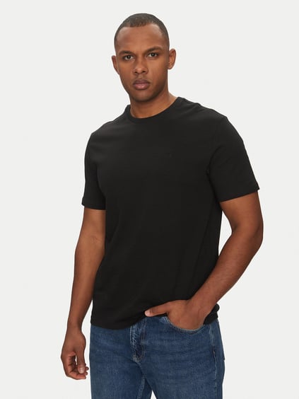 Calvin Klein Calvin Klein Erkek Dokuma Bisiklet Yaka Kısa Kollu Günlük Siyah T-Shirt LV040HM265-UB1