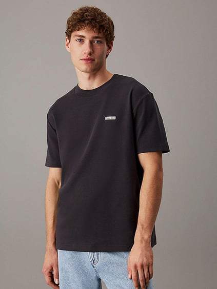 Calvin Klein Calvin Klein Erkek Dokuma Bisiklet Yaka Kısa Kollu Günlük Siyah T-Shirt J30J327234-BA1