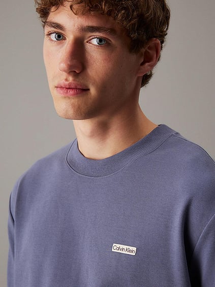 Calvin Klein Calvin Klein Erkek Dokuma Bisiklet Yaka Kısa Kollu Günlük Gri T-Shirt J30J327234-PCP