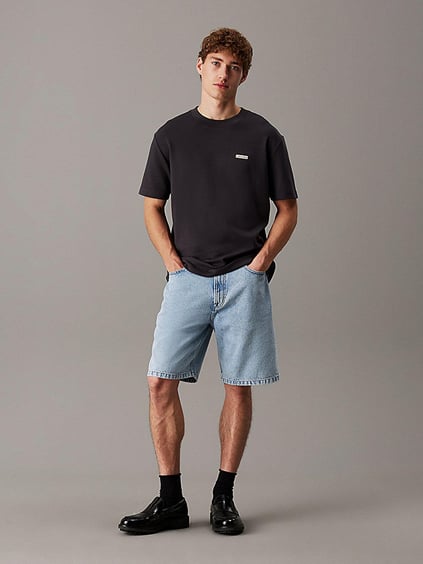Calvin Klein Calvin Klein Erkek Dokuma Bisiklet Yaka Kısa Kollu Günlük Siyah T-Shirt J30J327234-BA1