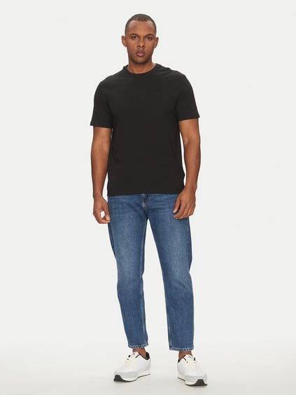 Calvin Klein Calvin Klein Erkek Dokuma Bisiklet Yaka Kısa Kollu Günlük Siyah T-Shirt LV040HM265-UB1