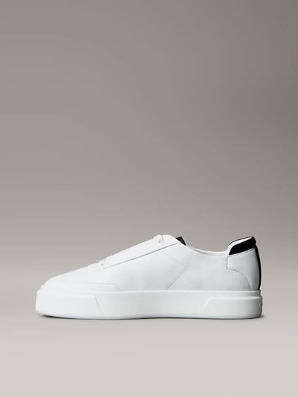 Calvin Klein Calvin Klein Erkek Düşük Bilekli Yüksek Taban Nefes Alabilen Üst Yüzeyli Deri Beyaz Sneaker YM0YM01354-0GM
