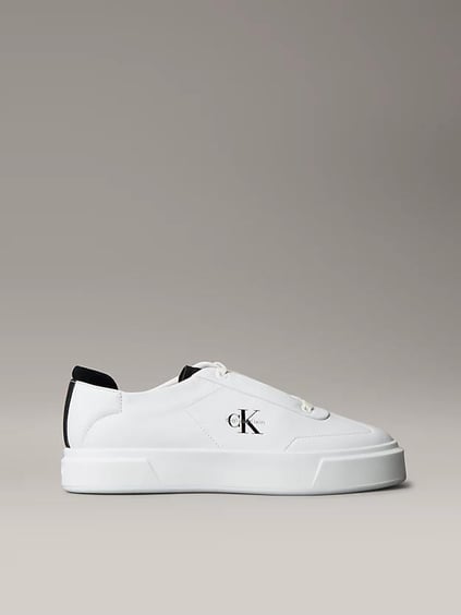 Calvin Klein Calvin Klein Erkek Düşük Bilekli Yüksek Taban Nefes Alabilen Üst Yüzeyli Deri Beyaz Sneaker YM0YM01354-0GM