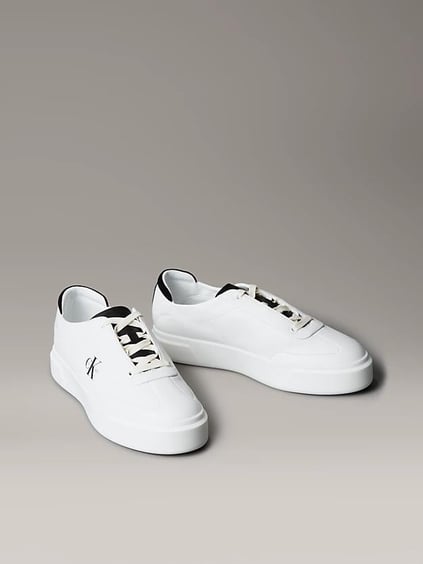 Calvin Klein Calvin Klein Erkek Düşük Bilekli Yüksek Taban Nefes Alabilen Üst Yüzeyli Deri Beyaz Sneaker YM0YM01354-0GM