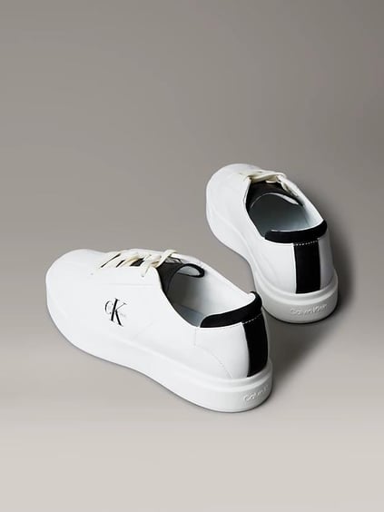 Calvin Klein Calvin Klein Erkek Düşük Bilekli Yüksek Taban Nefes Alabilen Üst Yüzeyli Deri Beyaz Sneaker YM0YM01354-0GM
