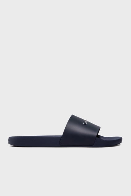 Calvin Klein Calvin Klein Erkek Düz Taban Logo Baskılı Rahat Spor Stil Lacivert Terlik HM0HM00455-DW4