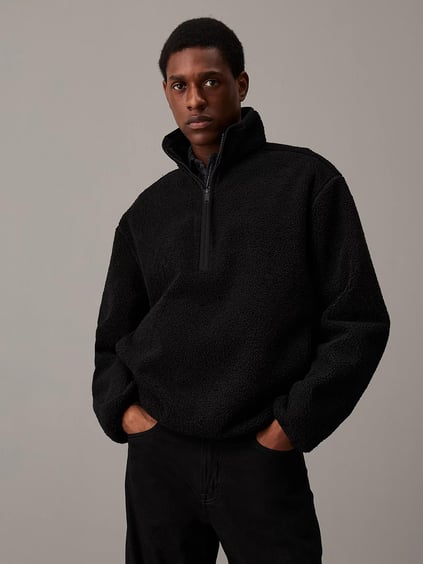 Calvin Klein Calvin Kleın Erkek Geniş Kesim Dik Yakalı Fermuar Kapamalı Cepli Siyah Ceket J30J326679-BEH