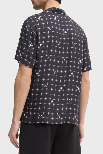 Calvin Klein Calvin Klein Erkek Her Yerinde Siyah CK Monogram Uzun Kol Gömlek Yaka Siyah Gömlek KM0KM01148-0GO