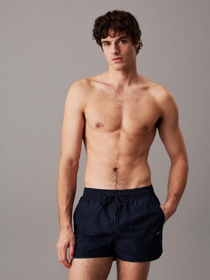 Calvin Klein Calvin Klein Erkek Hızlı Kuruyan Kumaş Beli Lastikli ve Bağcıklı File Astarlı Lacivert Mayo KM0KM01110-CEF