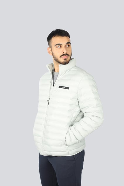 CALVIN KLEIN Calvin Kleın Erkek Kapitone Kumaşlı Fermuar Kapamalı Gri Ceket K10K113474-PEB