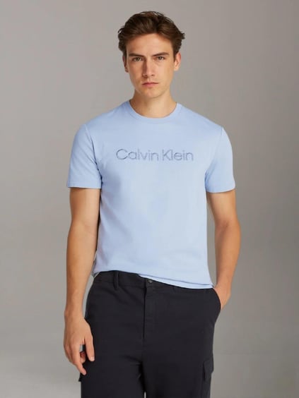 Calvin Klein Calvin Klein Erkek Kısa Kollu Pamuklu Bisiklet Yaka Calvin Klein Yazı Detaylı Lacivert T-Shirt K10K114169-DWE