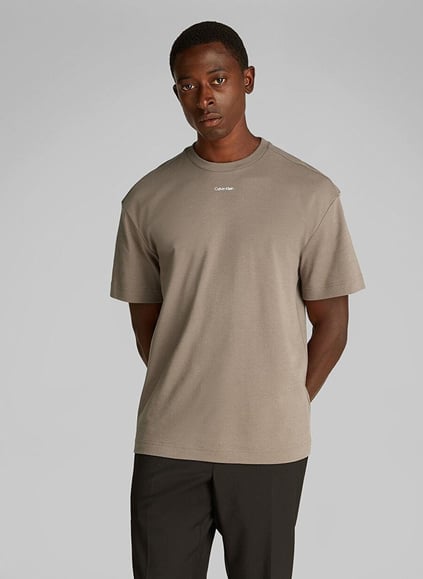 Calvin Klein Calvin Klein Erkek Logolu Kısa Kollu Pamuklu Vizon T-Shirt K10K112487-PB8