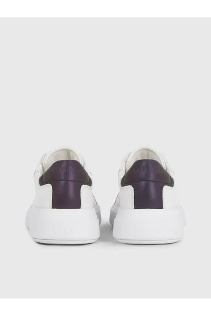 Calvin Klein Calvin Kleın Erkek Marka Logolu Bağcıklı Kaydırmaz Tabanlı Günlük Beyaz Sneaker HM0HM01288-0K8