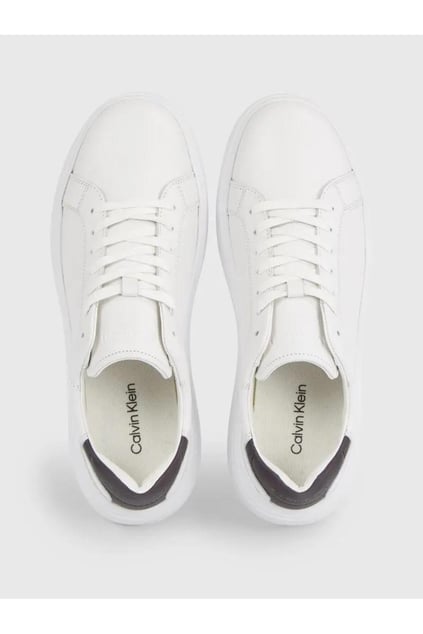 Calvin Klein Calvin Kleın Erkek Marka Logolu Bağcıklı Kaydırmaz Tabanlı Günlük Beyaz Sneaker HM0HM01288-0K8