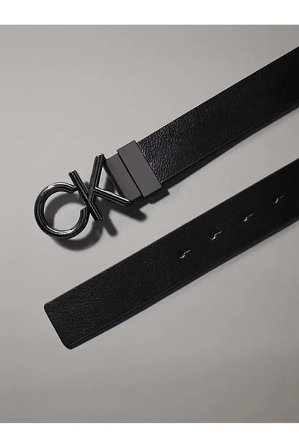 Calvin Klein Calvin Kleın Erkek Metal CK Logo Tokalı %100 Deri Siyah Kemer K50K510354-BAX