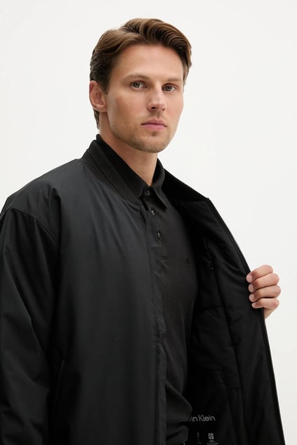 Calvin Klein Calvin Klein Erkek Normal Kalıp Fermuarlı Su Geçirmez Bomber Siyah Ceket LV04LC513G-UB1