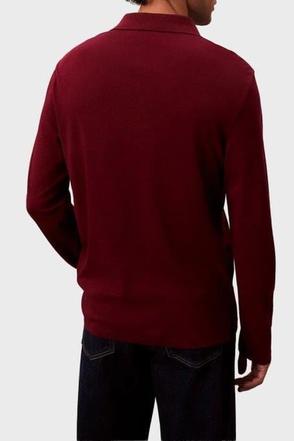 Calvin Klein Calvin Klein Erkek Normal Kalıp %100 Pamuklu Uzun Kollu Bordo Polo Yaka T-Shirt LV040EM909-WCV