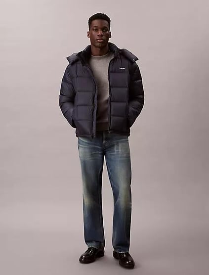 Calvin Klein Calvin Klein Erkek Ördek Tüyü Dolgulu Yalıtımlı Çıkarılabilir Kapüşonlu Uzun Kollu Lacivert Mont LV04RD508G-CEF