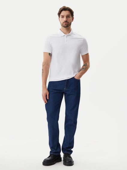 Calvin Klein Calvin Klein Erkek Pamuklu Normal Kalıp Kısa Kollu Beyaz Polo Yaka T-Shirt LV040HM281-YAA