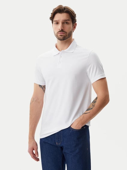 Calvin Klein Calvin Klein Erkek Pamuklu Normal Kalıp Kısa Kollu Beyaz Polo Yaka T-Shirt LV040HM281-YAA