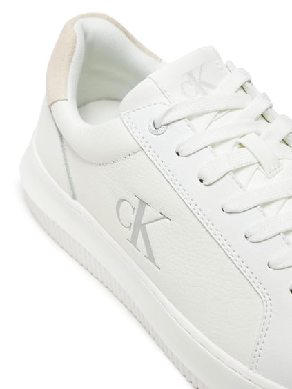 Calvin Klein Calvin Kleın Erkek Rahat Düz Taban Deri Beyaz Sneaker YM0YM01253-0LD