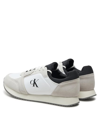 Calvin Klein Calvin Kleın Erkek Rahat Yüksek Taban Renk Geçişli Süet Detaylı Deri Beyaz Sneaker YM0YM01152-0LF