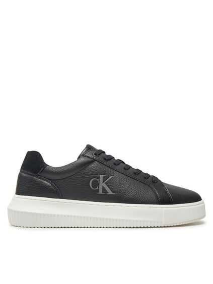 Calvin Klein Calvin Kleın Erkek Rahat Düz Taban Deri Siyah Sneaker YM0YM01253-0GM